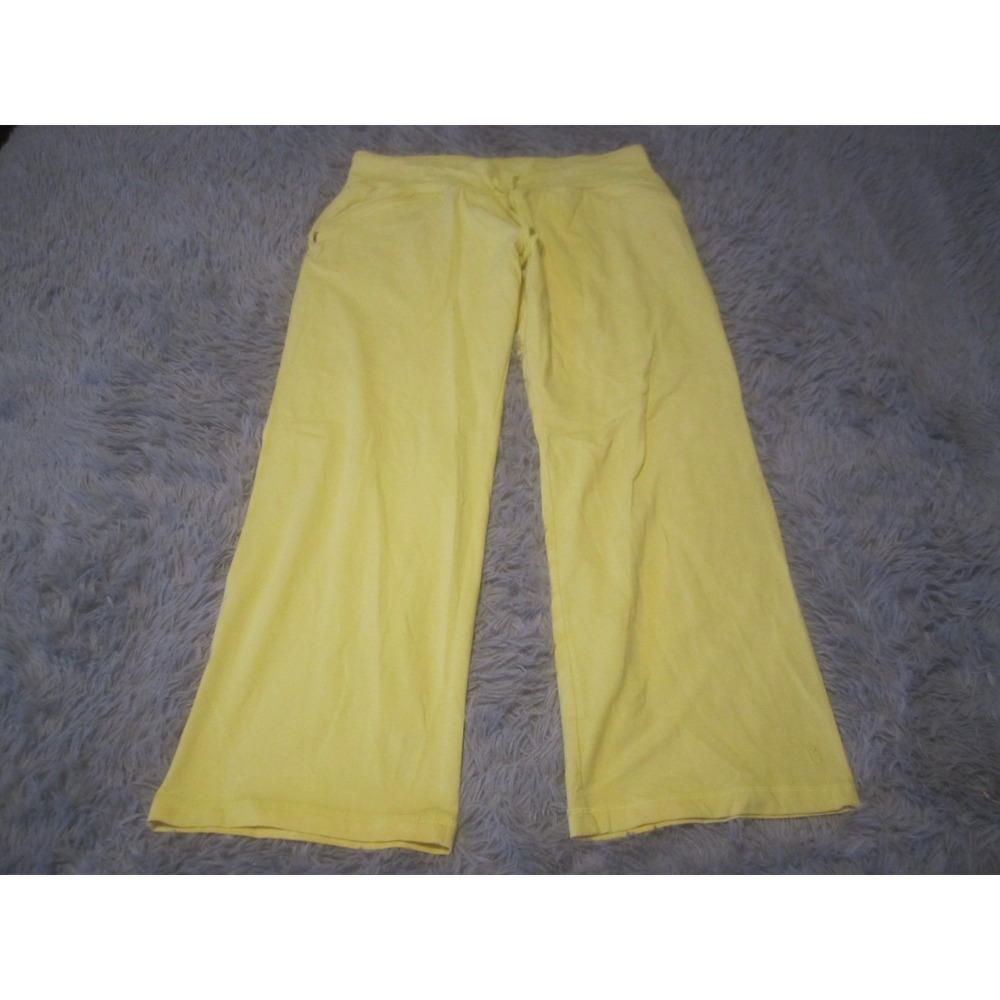 Danskin Pants Womens Large Petite Yellow Straight Leg Loose Fit Stretch - Picture 1 of 8